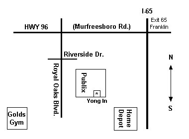Map for Franklin TN location of Yong In Martial Arts Academy